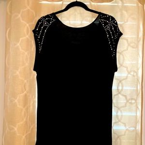 Philosophy Republic Clothing Black Rhinestone Shoulder Dressy Blouse. Size XL
